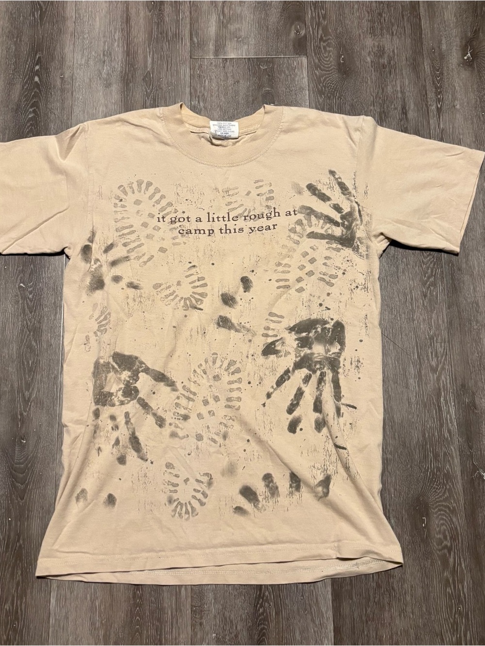 Vtg Graphic Camping shirt Y2K Humor Sz small